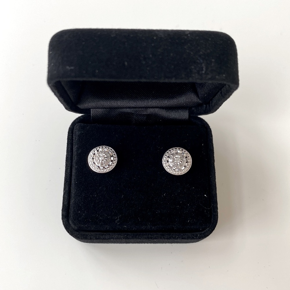 1/10ct TW Diamond Pave Studs in Sterling Silver